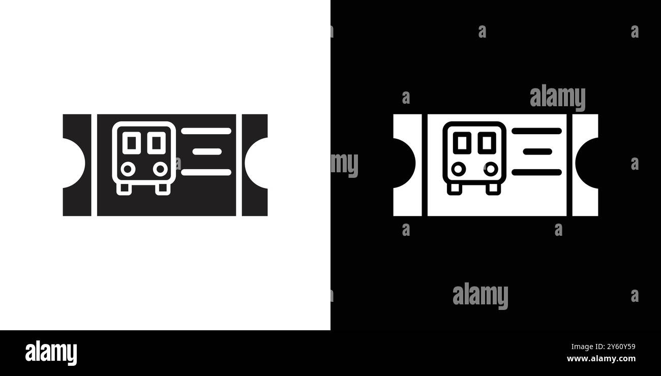 Bus Ticket icon vector logo set collection or bundle pack group Stock Vector
