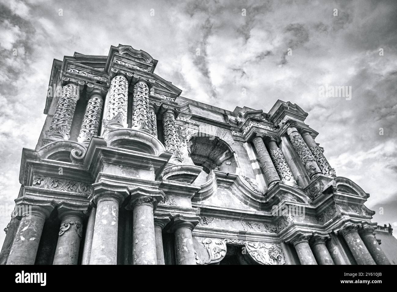 Black and white photo of an ancient architectural structure with ...