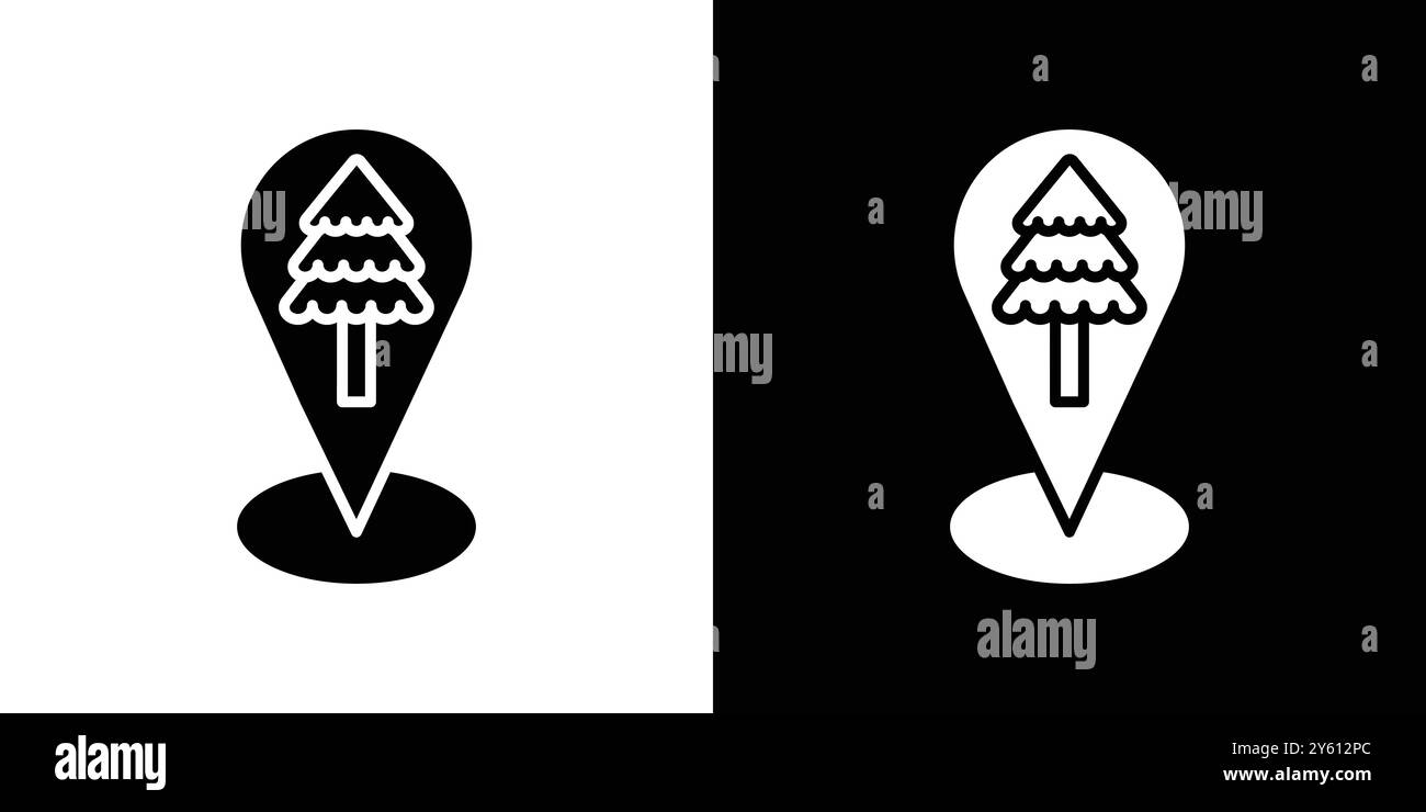 Park, forest location map icon vector logo set collection or bundle ...
