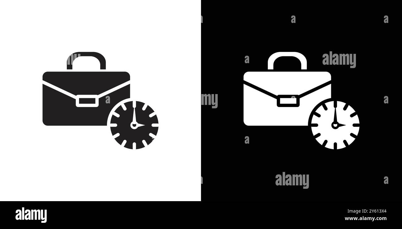 Briefcase with clock icon vector logo set collection or bundle pack group Stock Vector