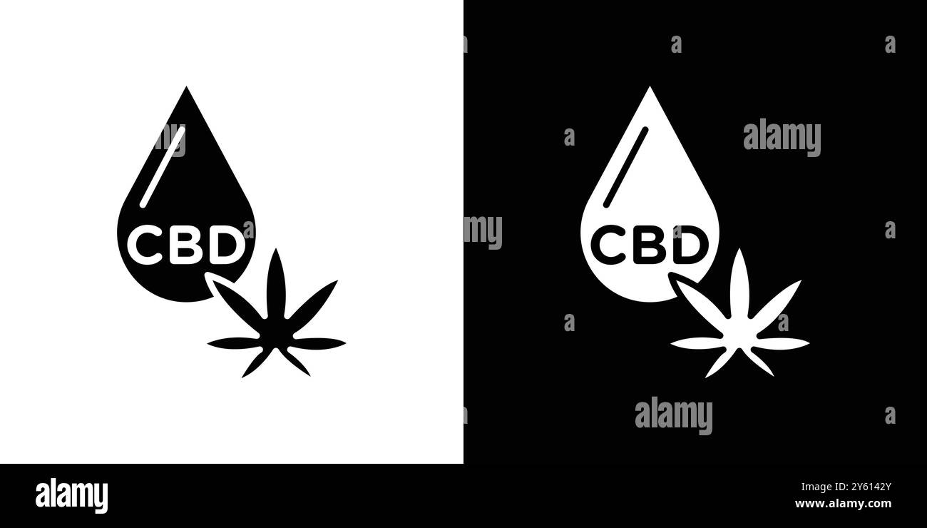 CBD oil drop icon vector logo set collection or bundle pack group Stock Vector