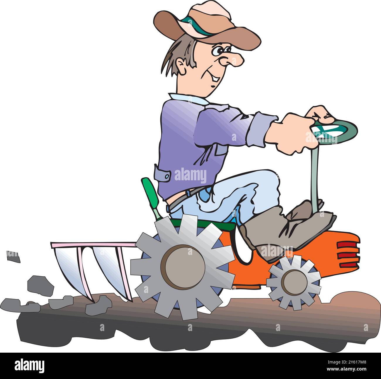 Farmer driving tractor isometric icon on white background 3d vector ...