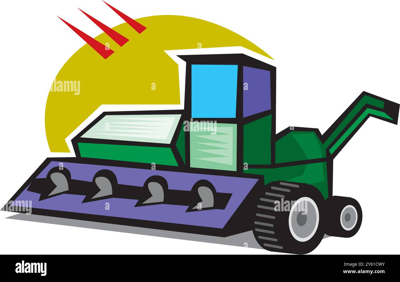 Farm vehicle isometric Combine Harvester tractor isolated vector ...
