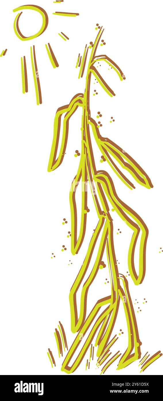 corn haystack in rectangular bundle with ropes, countryside farm agriculture haystack vector illustration Stock Vector