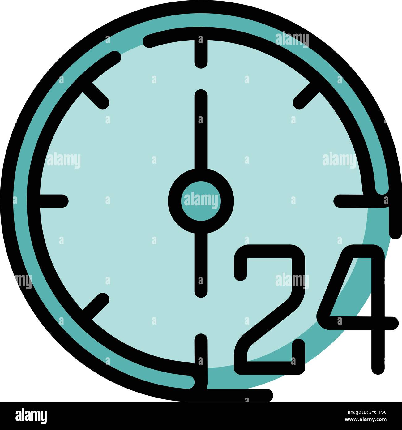 Simple clock face with the number 24 over it representing a full day ...