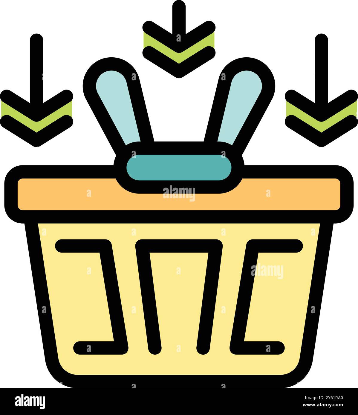 This colorful icon represents adding items to a shopping cart, symbolizing online shopping, e commerce, and retail Stock Vector