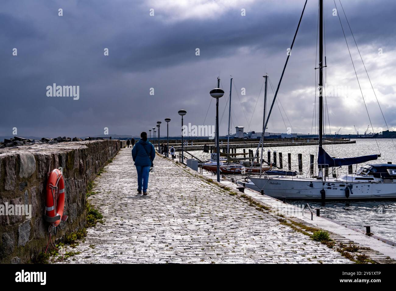 The city harbor of Sassnitz, Island of Rügen, Mole Mecklenburg-Vorpommern, Germany Stock Photo