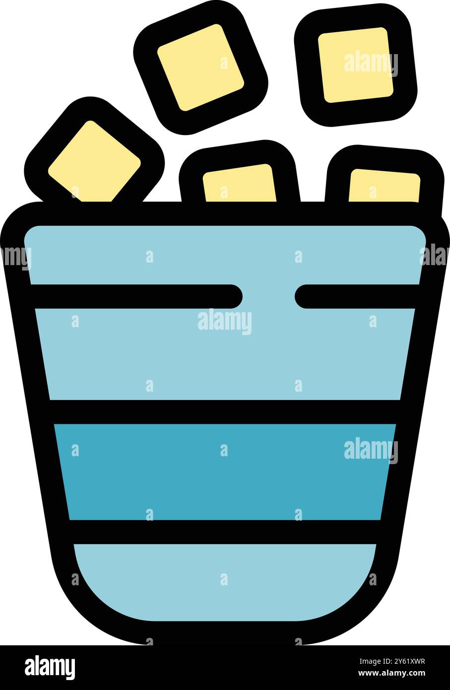 Simple outline color vector icon on a theme of adding sugar to a drink ...