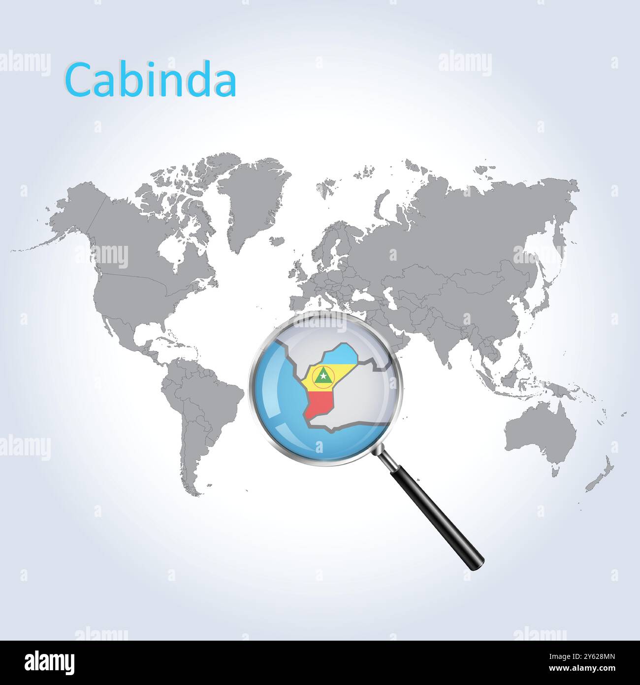 Cabinda Magnified Map and Flag, Cabinda Enlargement Maps, Vector Art Stock Vector