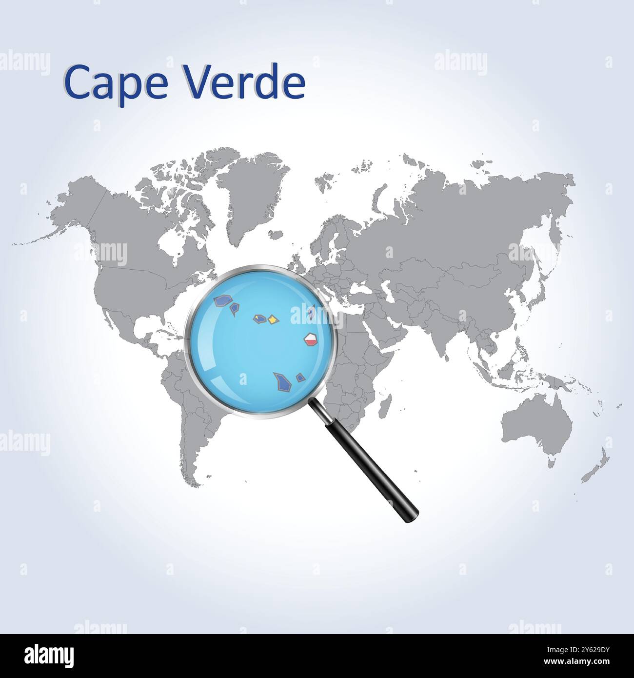 Cape Verde Magnified Map and Flag, Cape Verde Enlargement Maps, Vector Art Stock Vector