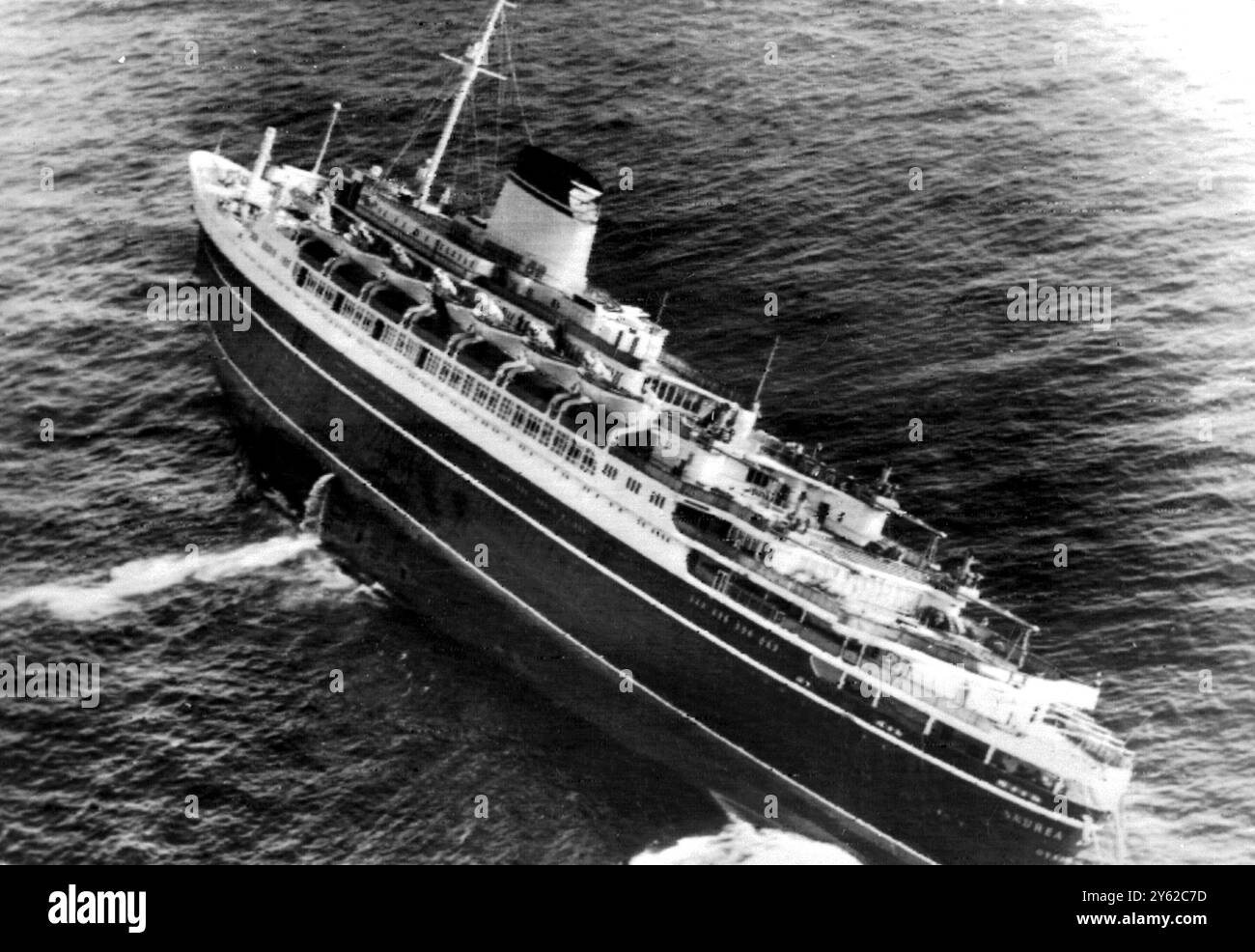The doomed Italian luxury liner Andrea Doria just before she sank off