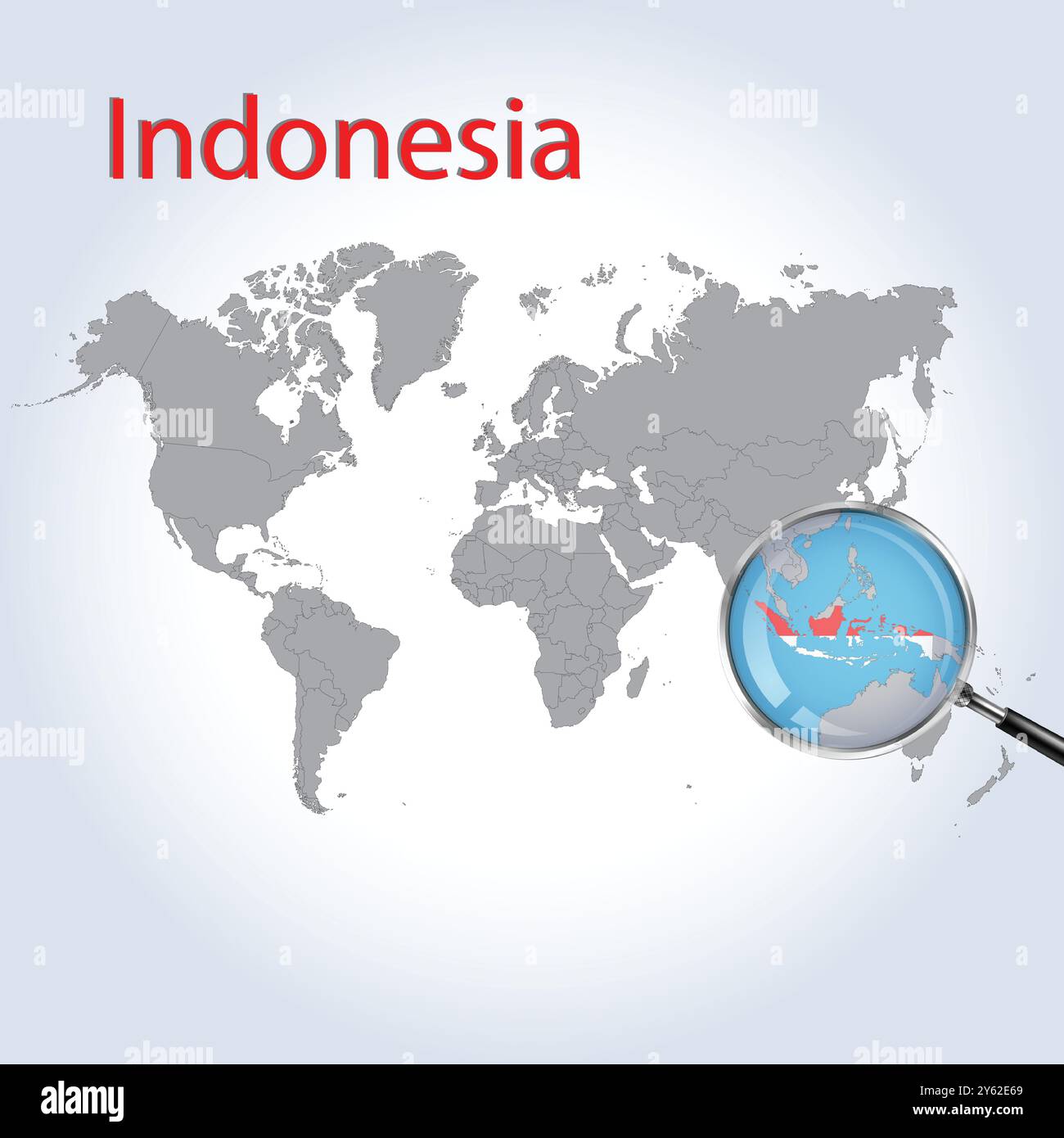 Indonesia Magnified Map and Flag, Indonesia Enlargement Maps, Vector Art Stock Vector