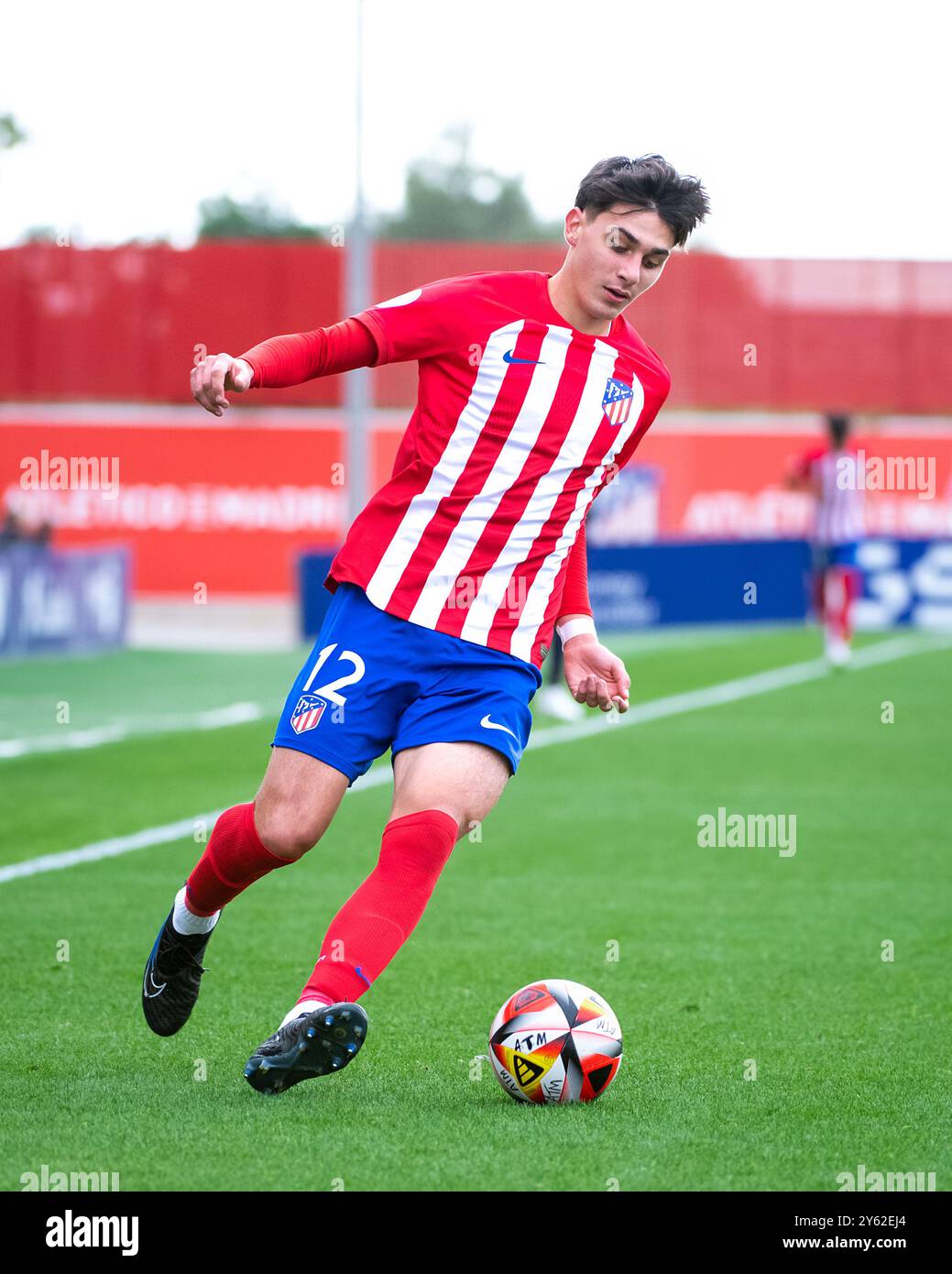 Alcala de Henares, Spain. 29 October, 2023. Liga Division de Honor Juvenil. Atletico de Madrid vs Real Madrid. Wanda City. Gero Spina during the game Stock Photo