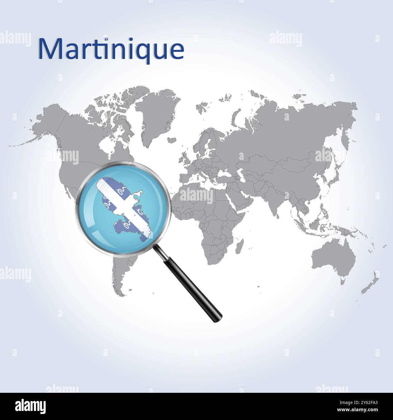 Martinique maps hi res stock photography - Martinique Magnified Map And Flag Martinique Enlargement Maps Vector Art 2Y62FA3 