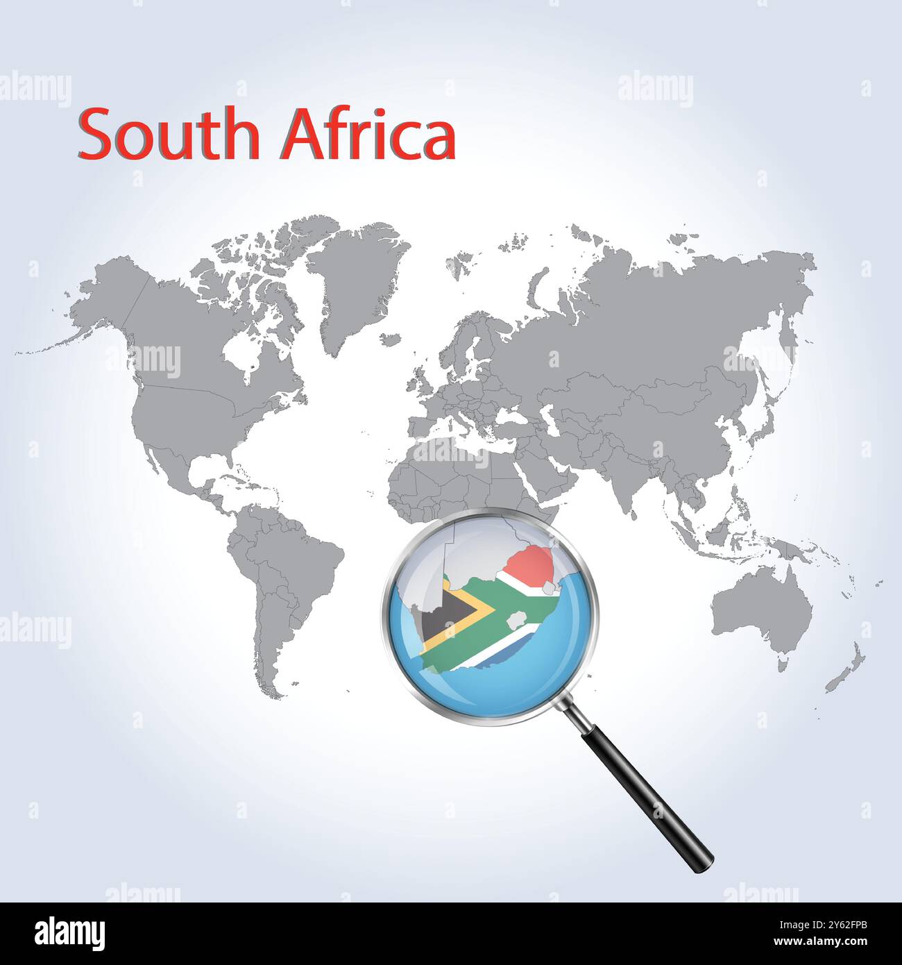 South Africa Magnified Map and - South Africa Magnified Map And Flag South Africa Enlargement Maps Vector Art 2Y62FPB 