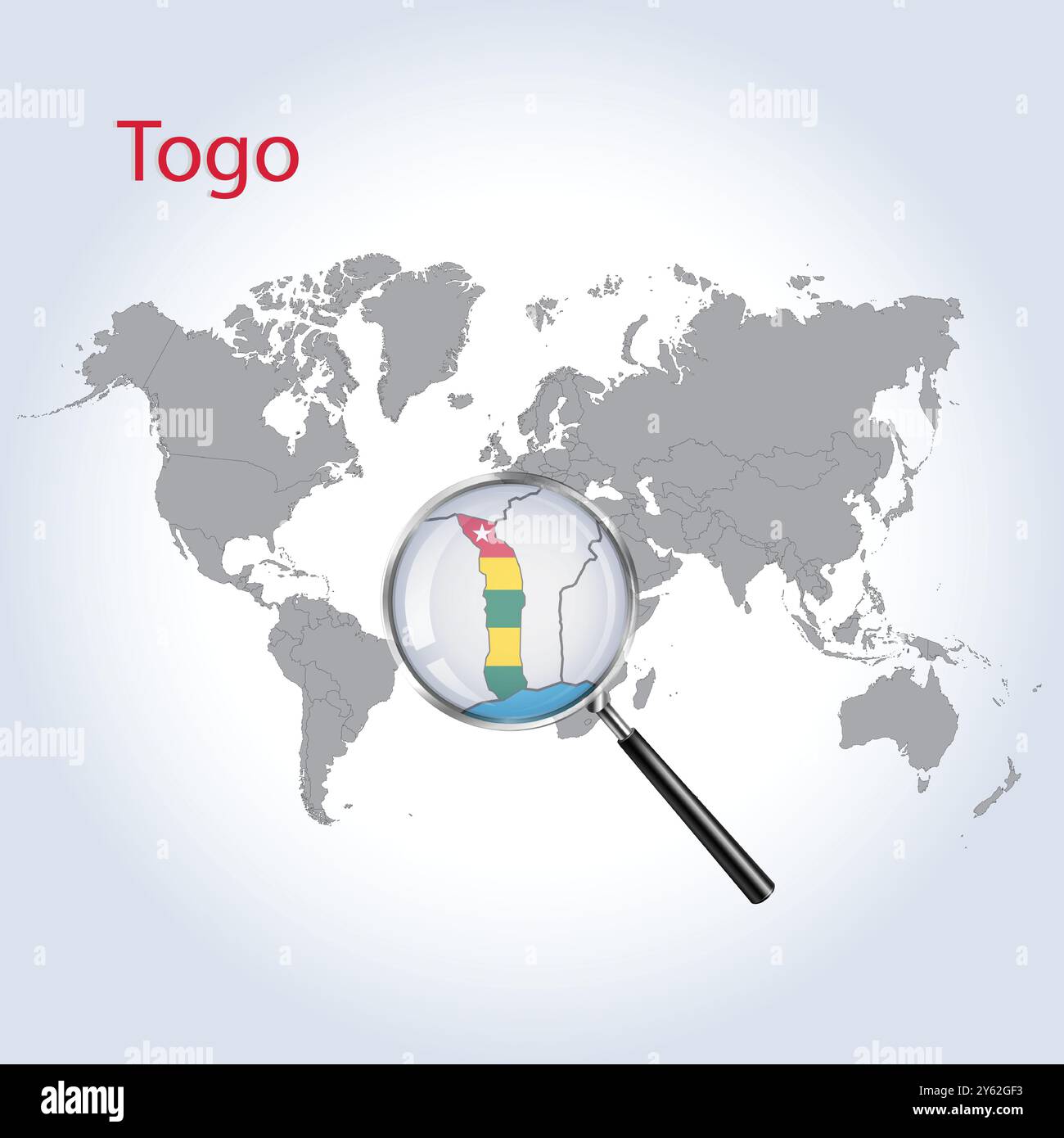 Togo Magnified Map and Flag, Togo Enlargement Maps, Vector Art Stock Vector