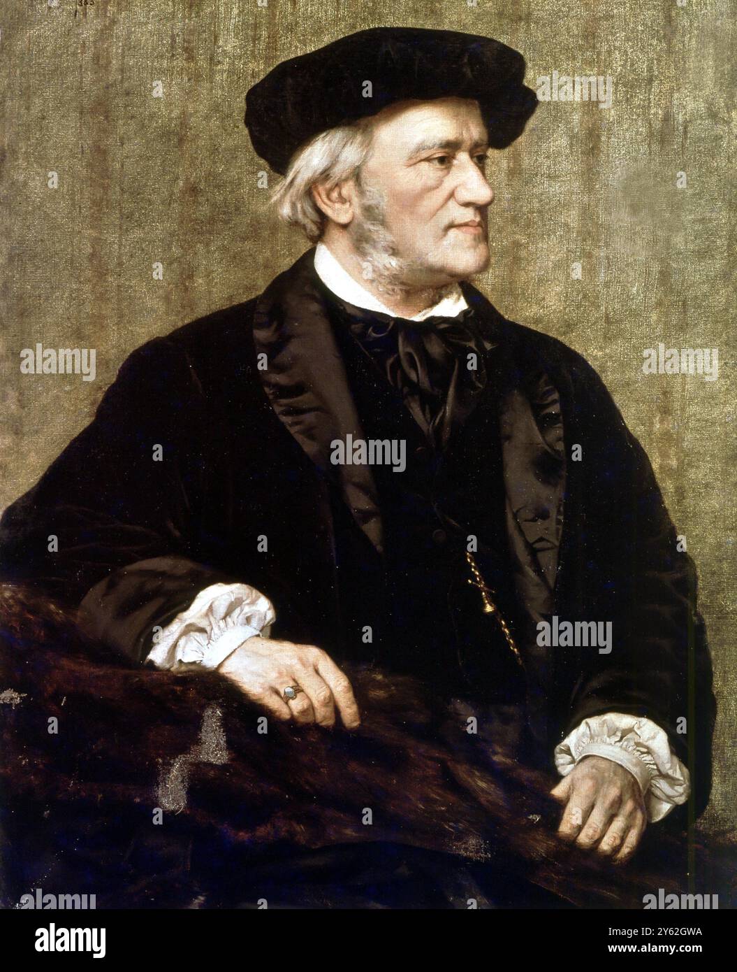 Portrait of Richard Wagner. Museum Italy   Wagner, [Wilhelm] Richard German operatic composer and music critic; composed operas 'Rienzi' 1842, 'The Flying Dutchman' 1843 (also 'Der Fliegende Hollander'), 'Tannhauser' 1845, 'Lohengrin' 1850, 'Tristan and Isolde' 1865, 'The Mastersingers of Nuremberg' 1868 (also 'Die Meistersinger von Nurnberg'), 'Parsifal' 1882, four-opera cycle 'The Ring' (also 'Der Ring des Nibelungen'; consisting of operas 'The Rhinegold' 1869 (also 'Das Rheingold'), 'The Valkyrie' 1870 (also 'Die Walkure'), 'Siegfried' 1876, 'The Twilight of the Gods' 1876 (also 'Die Gotter Stock Photo