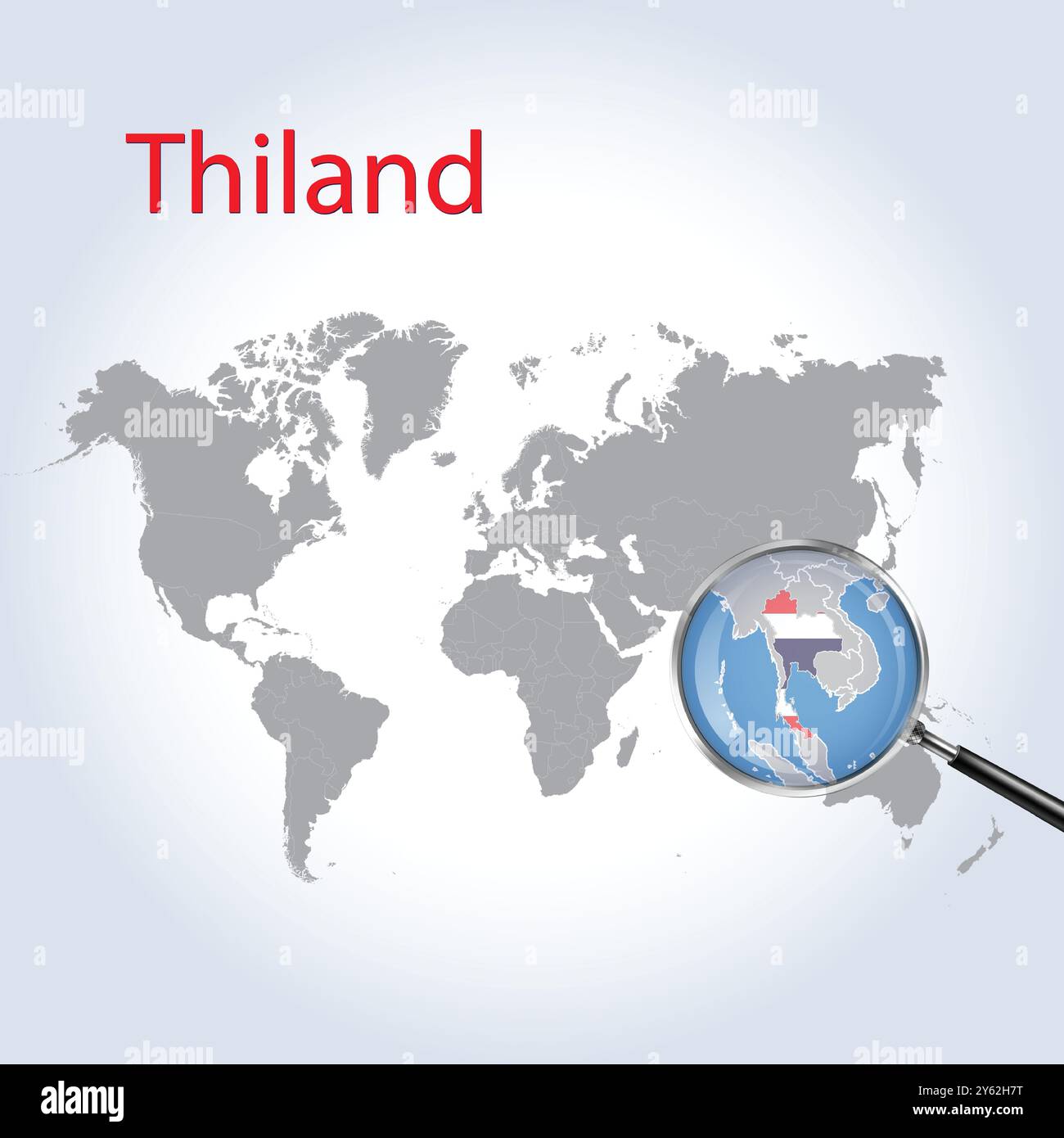 Thailand Magnified Map and Flag, Thailand Enlargement Maps, Vector Art Stock Vector