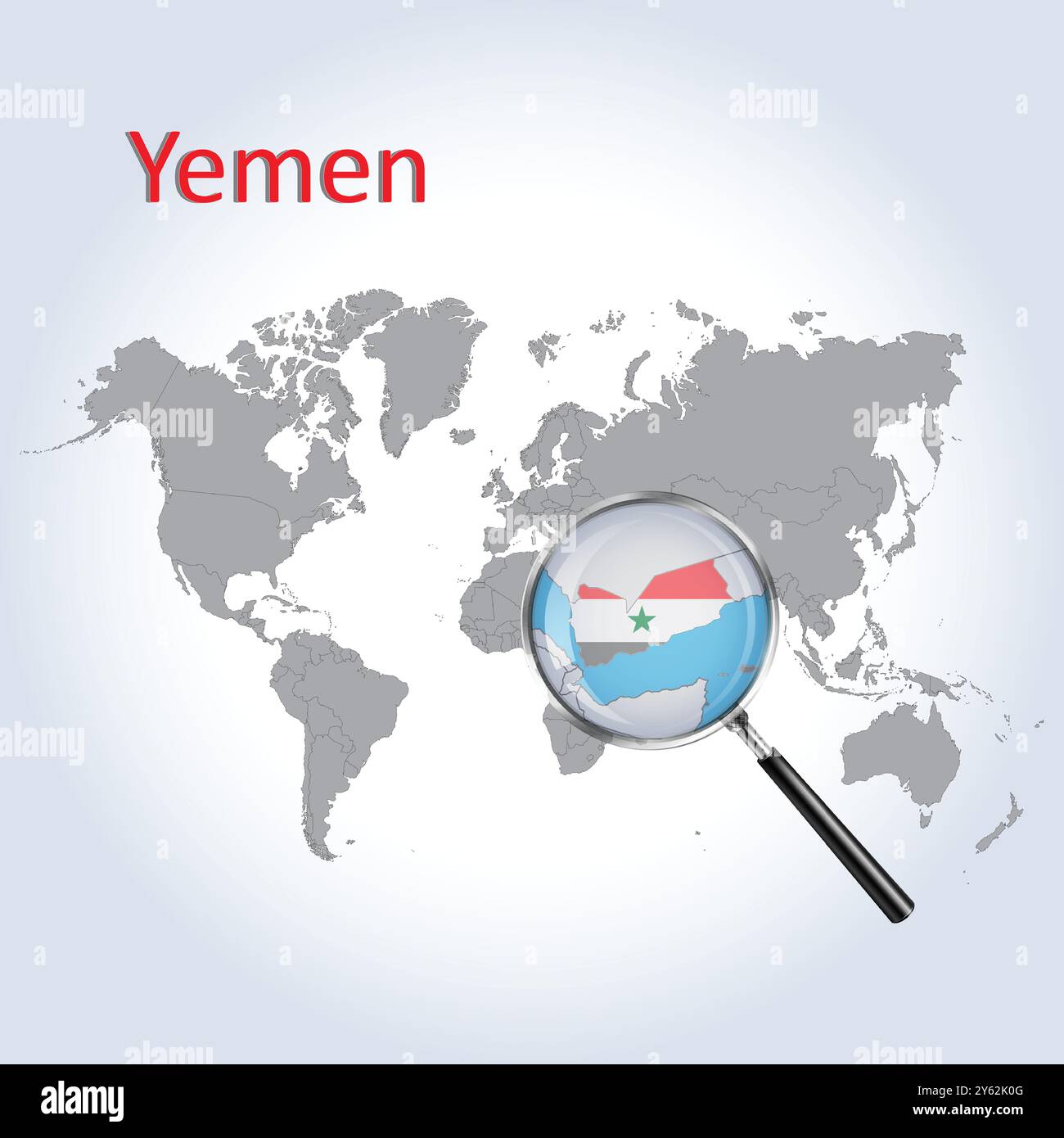 Yemen Magnified Map and Flag, Yemen Enlargement Maps, Vector Art Stock Vector
