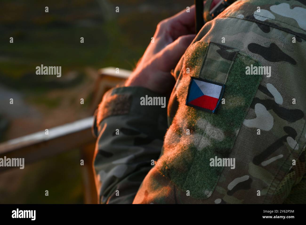 A member of the Czech Republic Special Forces Command participates in a live-fire exercise at the Eglin Range, Florida, April 11, 2024. Emerald Warrior Spiral integrates members of Air Force Special Operations Command with NATO special operations forces to bolster interoperability between U.S. forces and their allies. (U.S. Air Force Photo by Airman Joey Weis-Petticord) Stock Photo