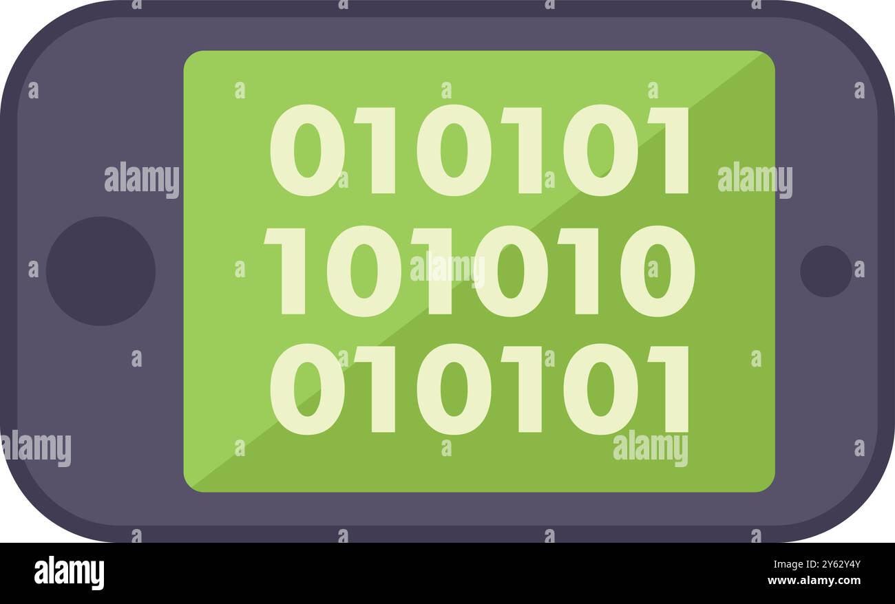 Modern smartphone displaying binary code on a green screen Stock Vector ...