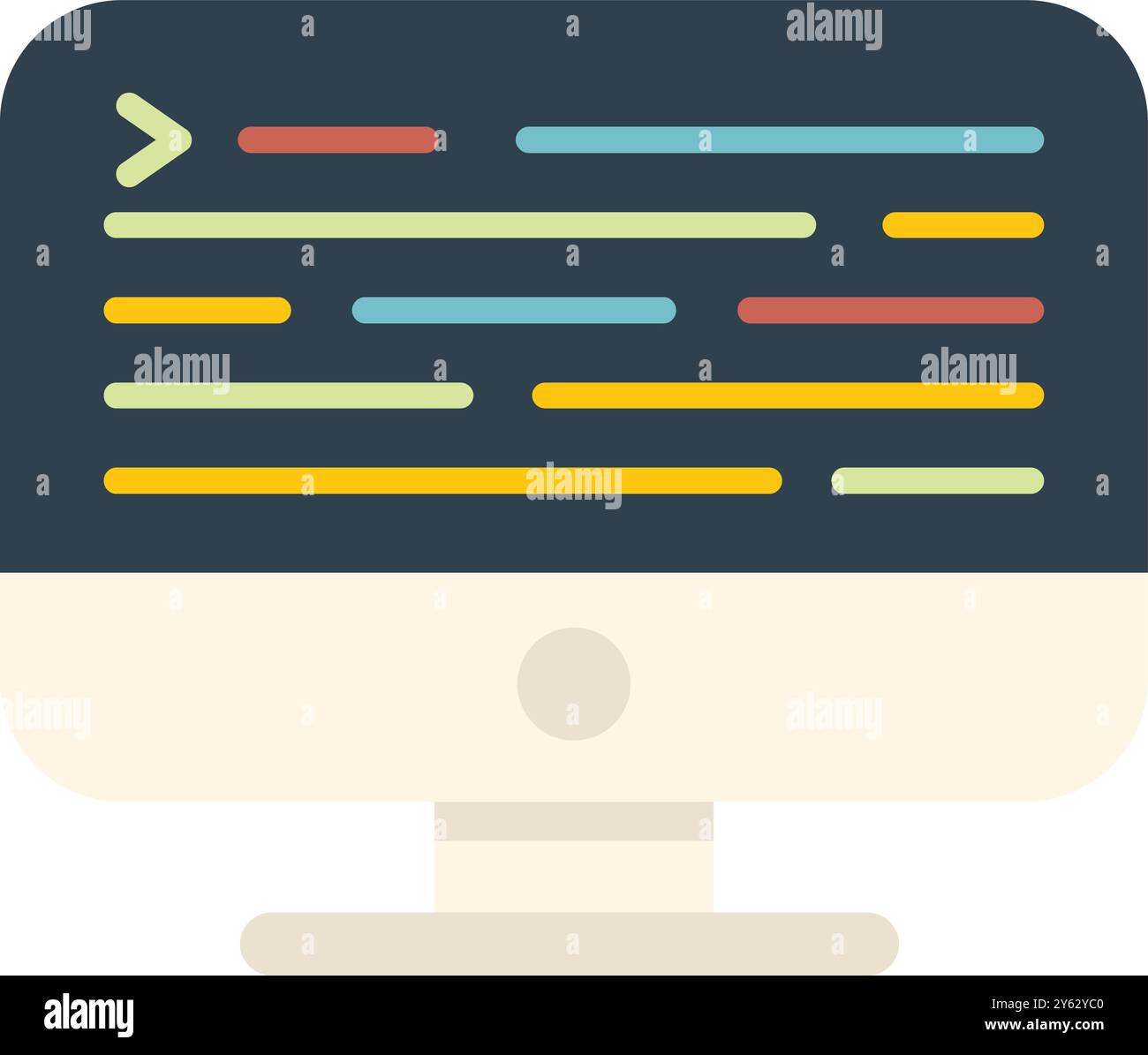 Computer showing programming code on screen icon in flat style Stock Vector
