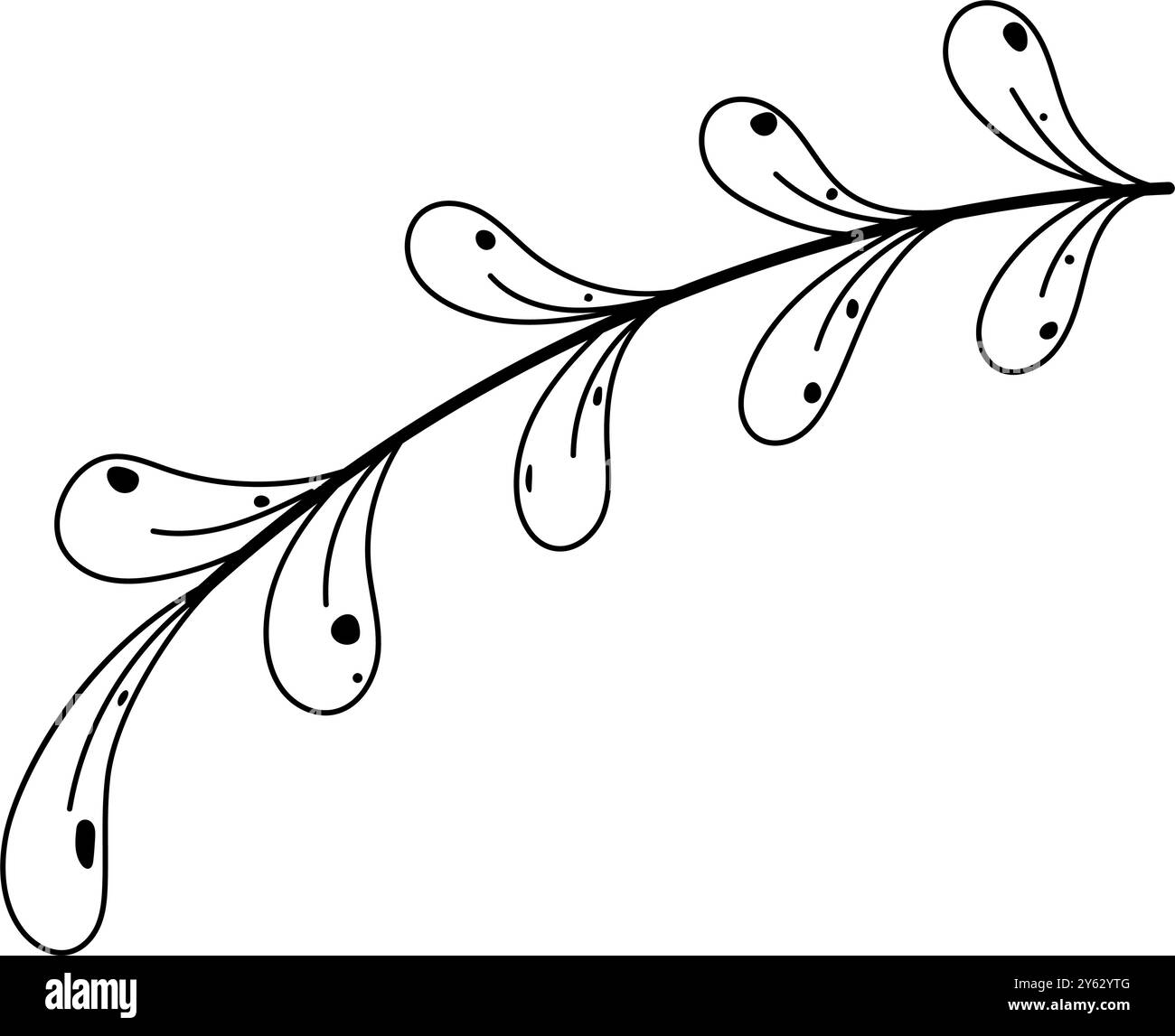 Black and white branch with fluid abstract leaf shapes Vector Stock ...