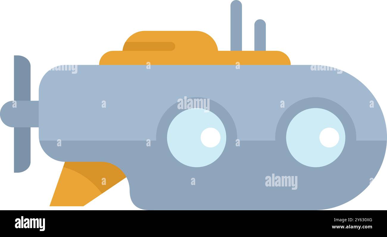 Minimalist vector illustration of a yellow submarine exploring the ...
