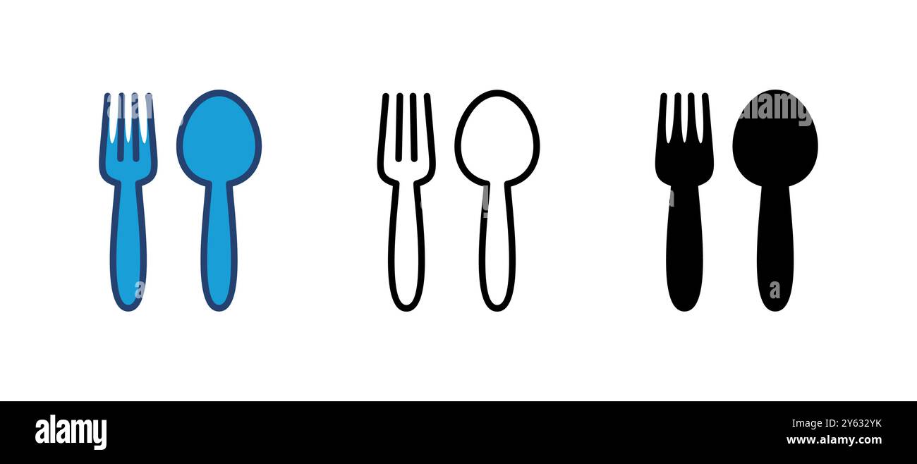 spoon and fork icon vector. spoon, fork and knife icon vector. restaurant icon Stock Vector