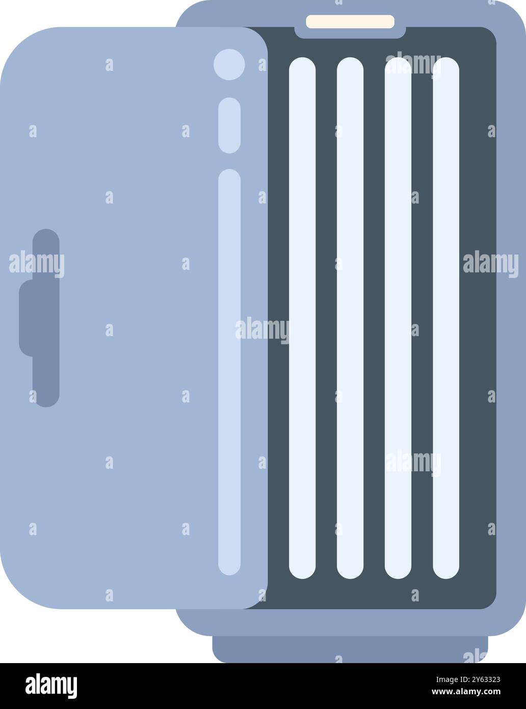 Uv lamp for sterilizing manicuring tools is opening on white background Stock Vector