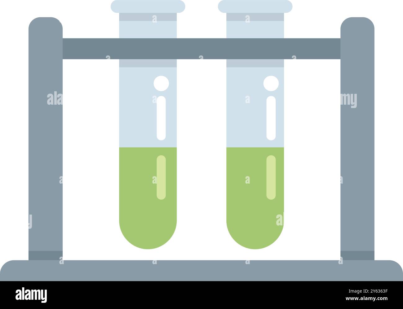 Laboratory test tubes holding green liquid on a stand Stock Vector ...