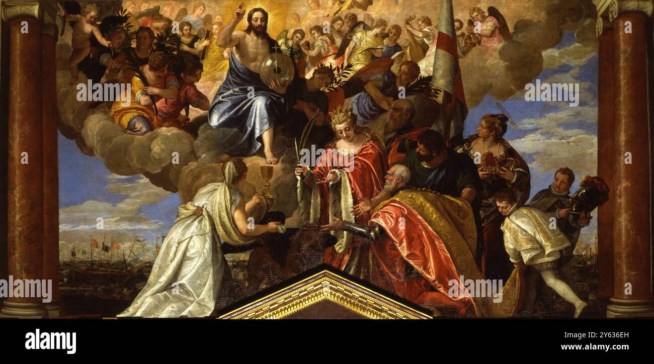 Sebastiano Venier giving thanks to the Redeemer after the Battle of Lepanto. Museum: PALAZZO DUCALE, VENICE. Author: PAOLO VERONESE. Stock Photo