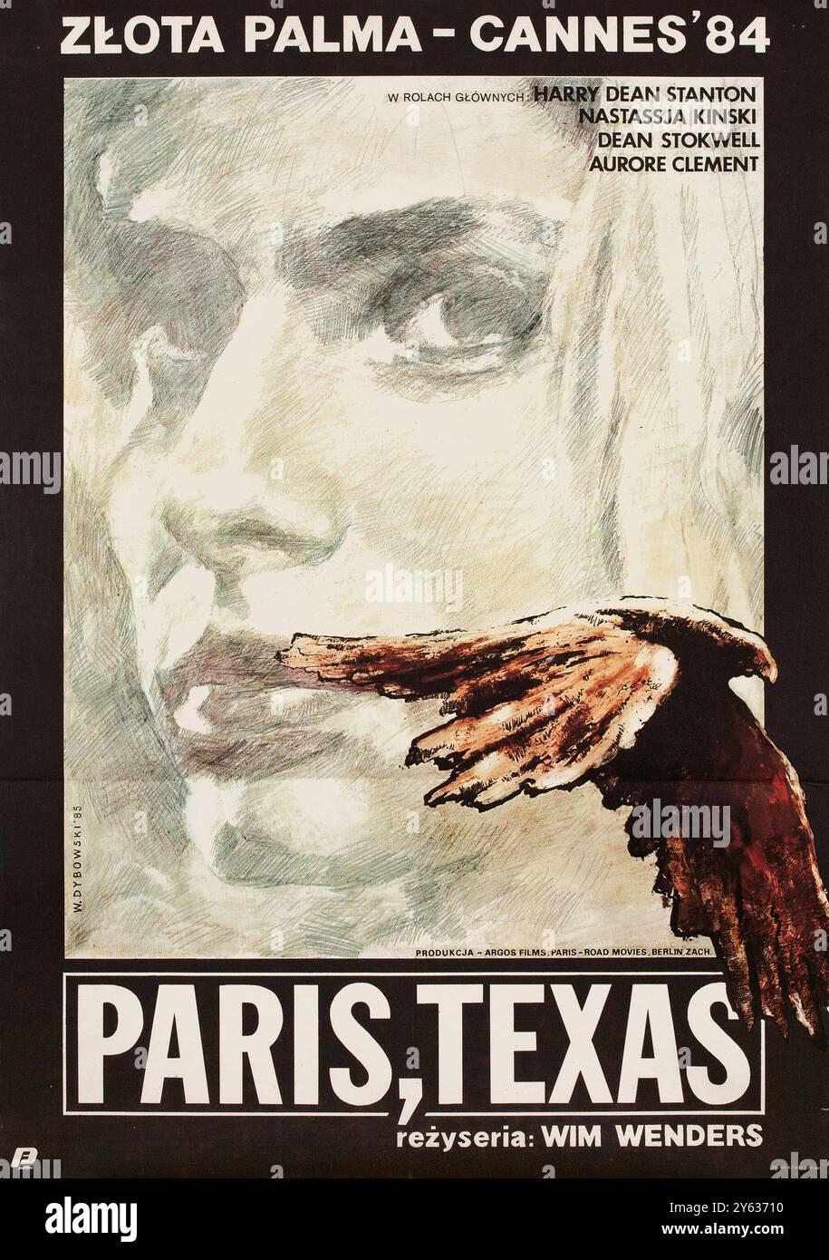 Movie poster 'Paris, Texas' by Wim Wenders. Museum: PRIVATE COLLECTION. Author: Witold Dybowski. Stock Photo