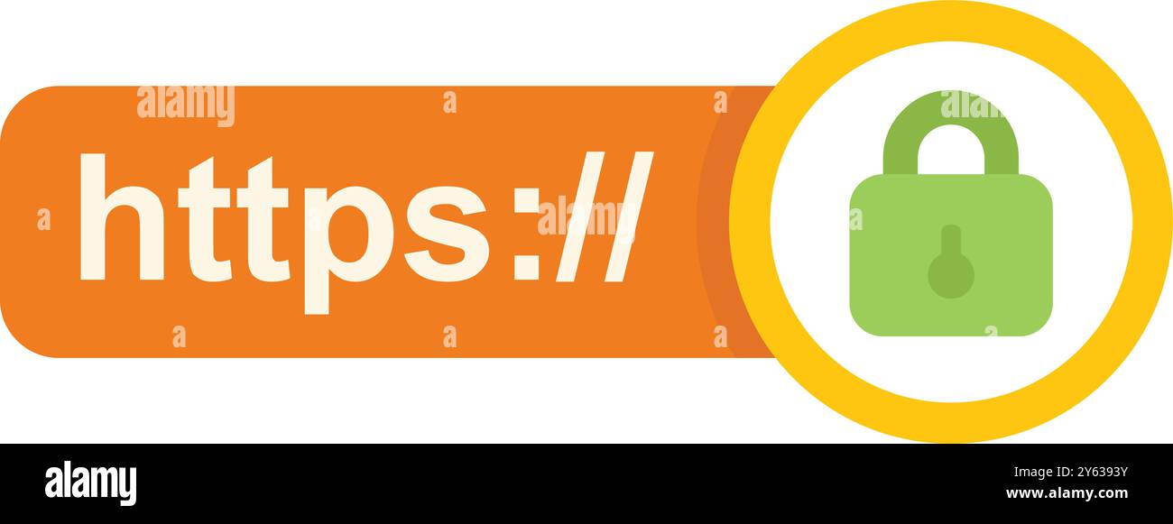 Https protocol symbol showing secure connection with padlock, concept for internet security Stock Vector