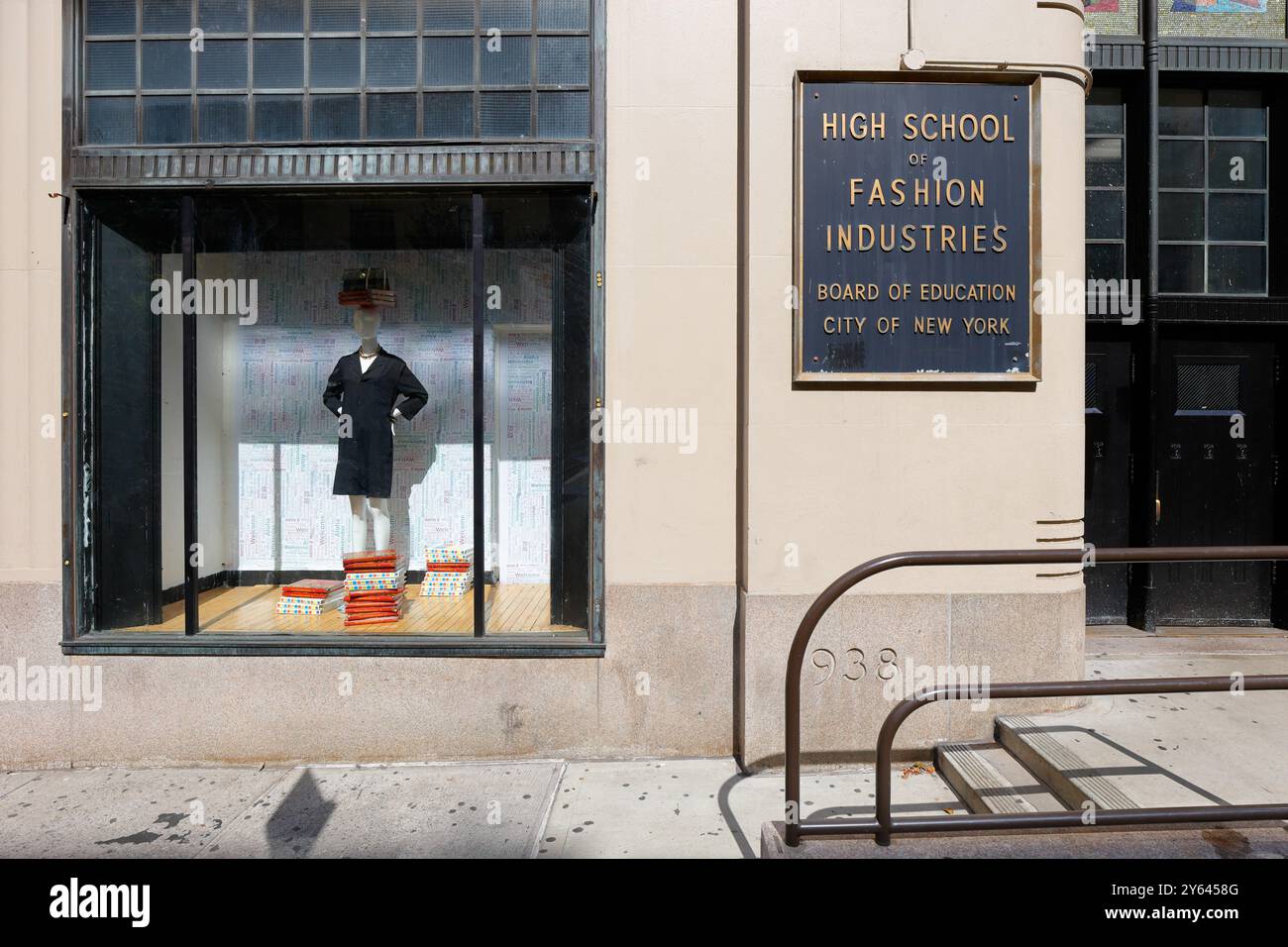 High School of Fashion Industries, 225 W 24th St, New York. NYC storefront photo of an art and design public high school in the Chelsea neighborhood. Stock Photo