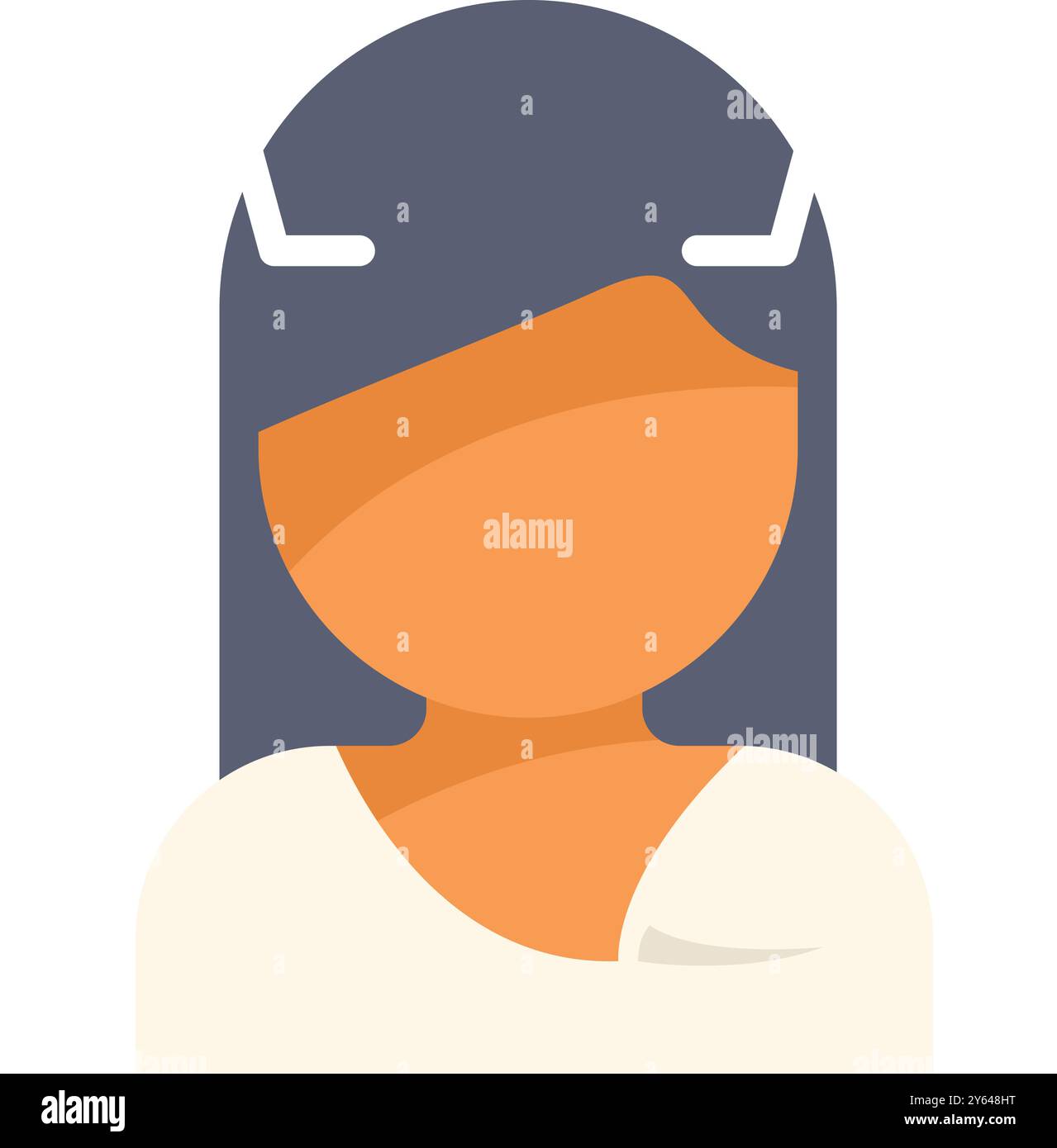 Young woman with long dark hair is posing in this flat design style ...