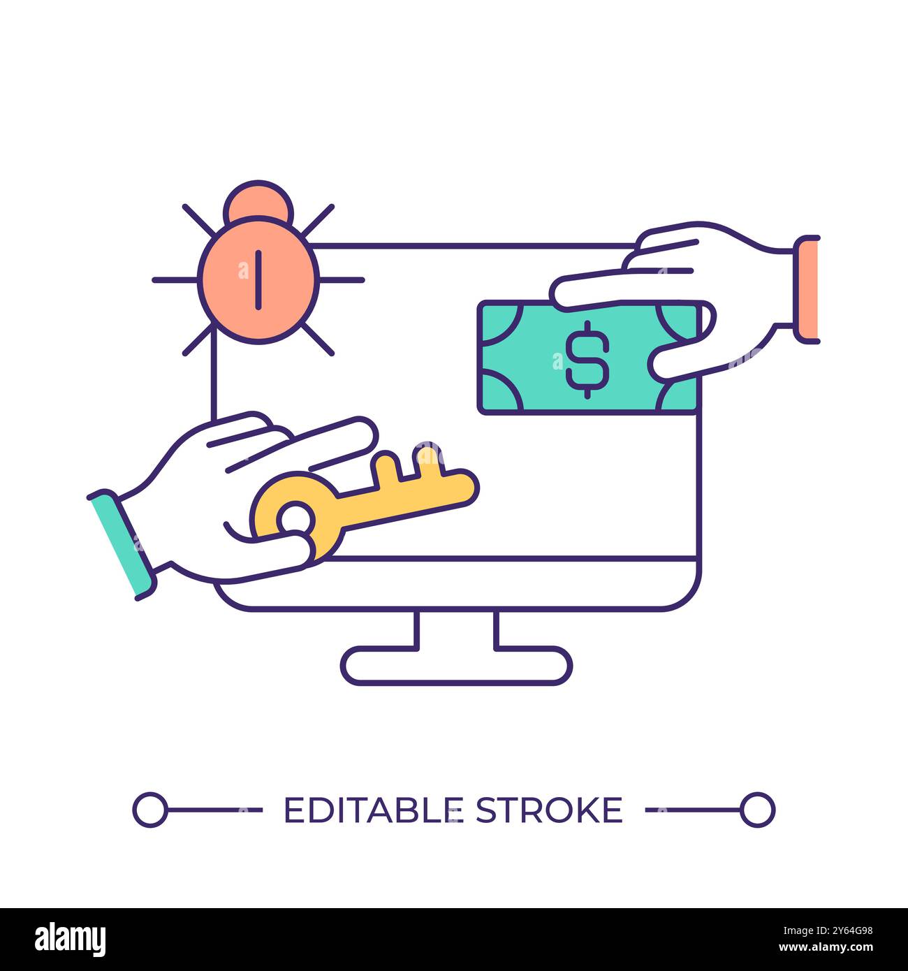 Online transaction vulnerability RGB color icon Stock Vector