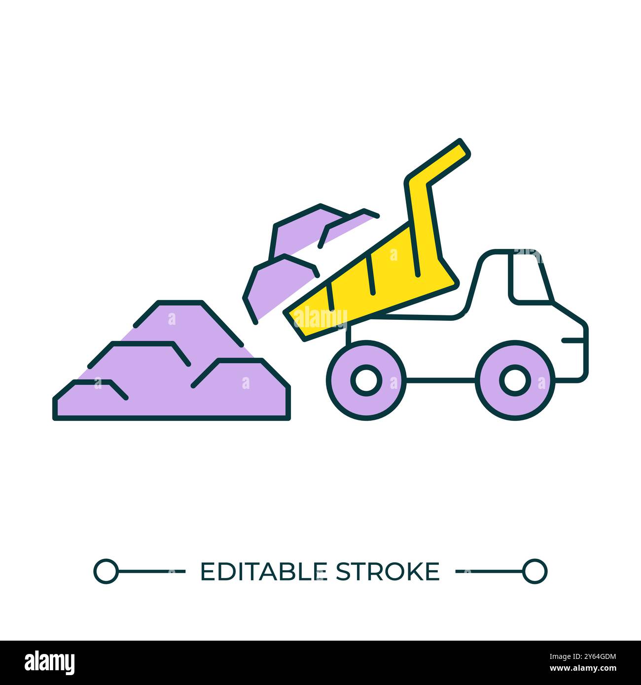 Dump truck RGB color icon Stock Vector
