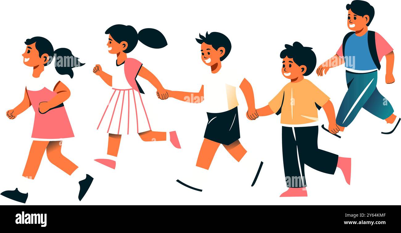 Group of Children Holding Hands Stock Vector Image & Art - Alamy