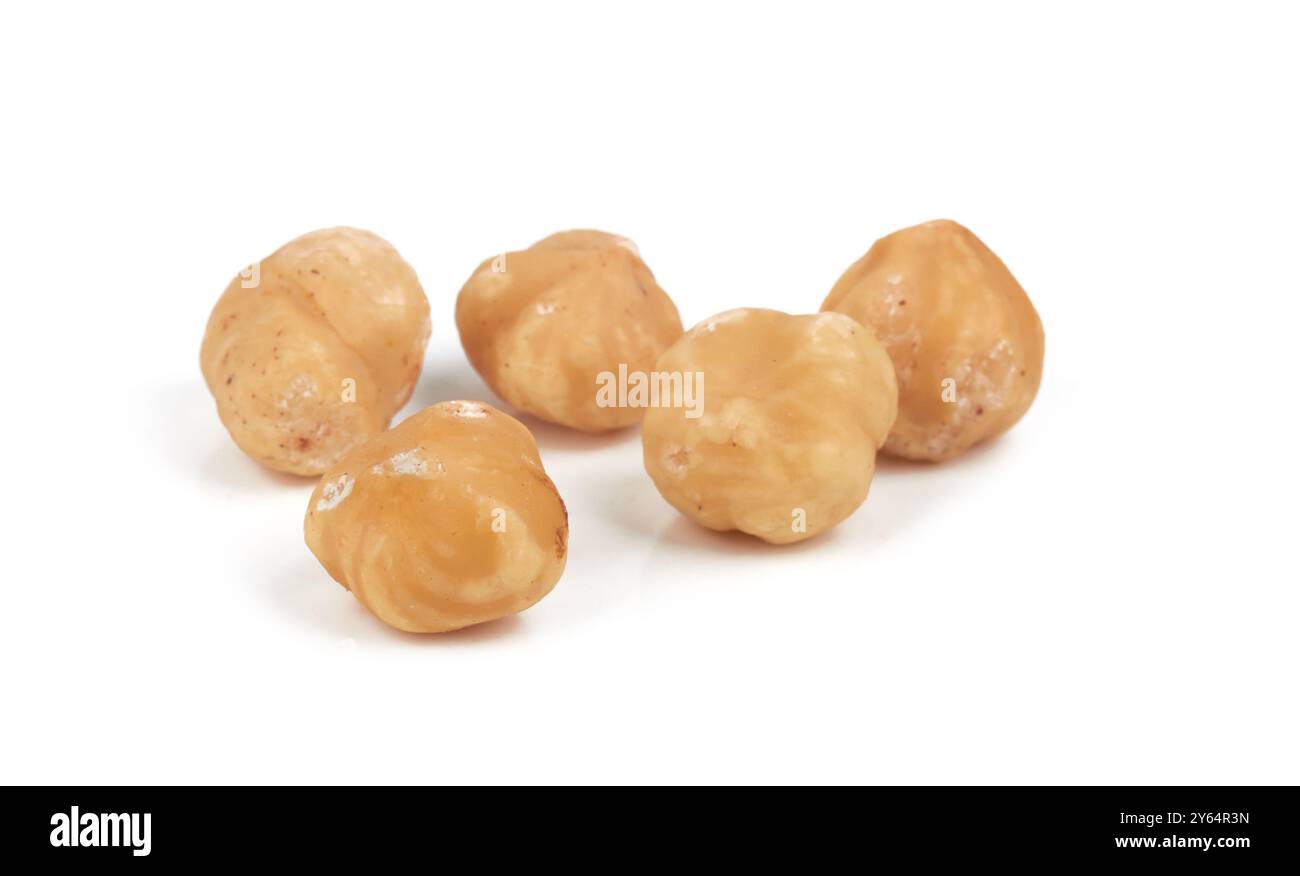 Hazelnuts on white isolated on a white background Stock Photo
