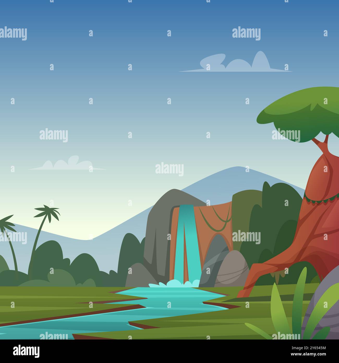 waterfall landscape. outdoor environment background with beautiful ...
