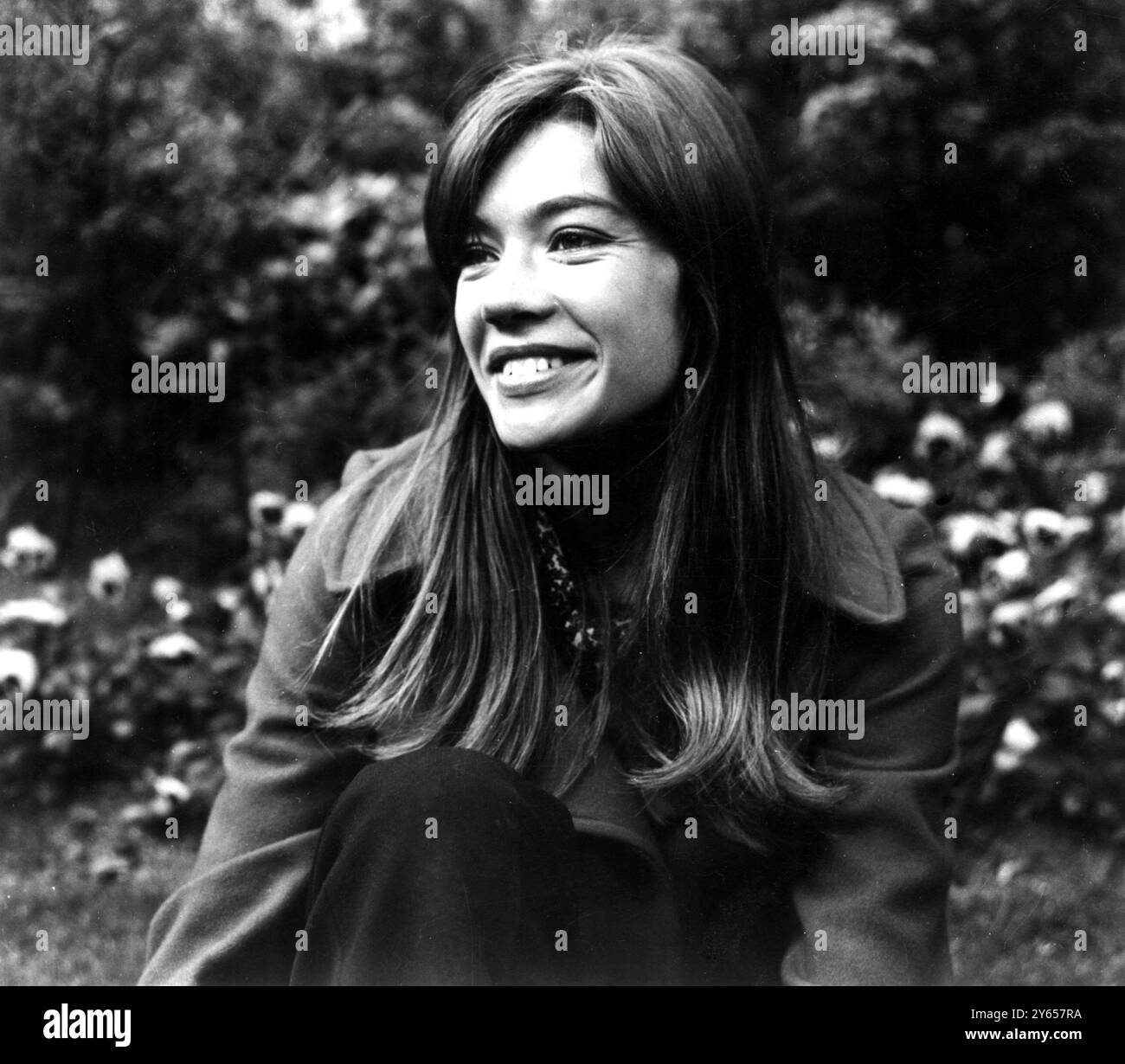 A smiling Francoise Hardy is pictured having a Whitsun look at London ...