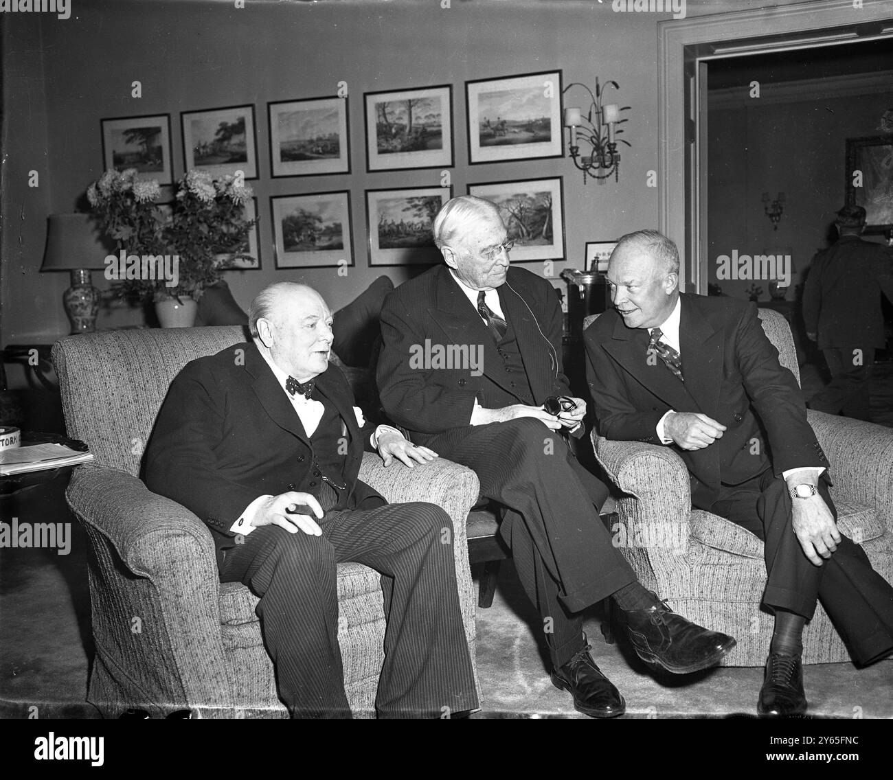 Mr Churchill Talks With General Eisenhower In New York Mr Winston ...
