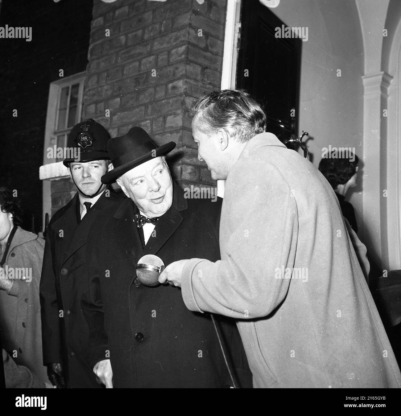 Sir Winston's Birthday Visit To House Sir Winston Churchill celebrating his 87th birthday , leaving his London home in Hyde Park Gate , to attend the House of Commons .  30th November 1961 Stock Photo