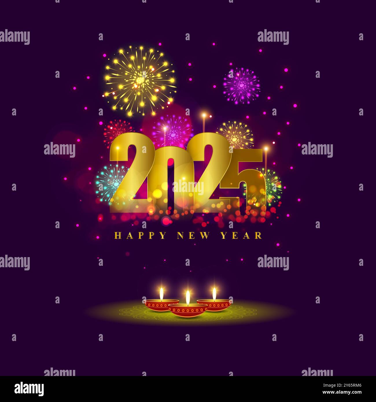 Vector illustration of Happy New Year 2025 social media feed template