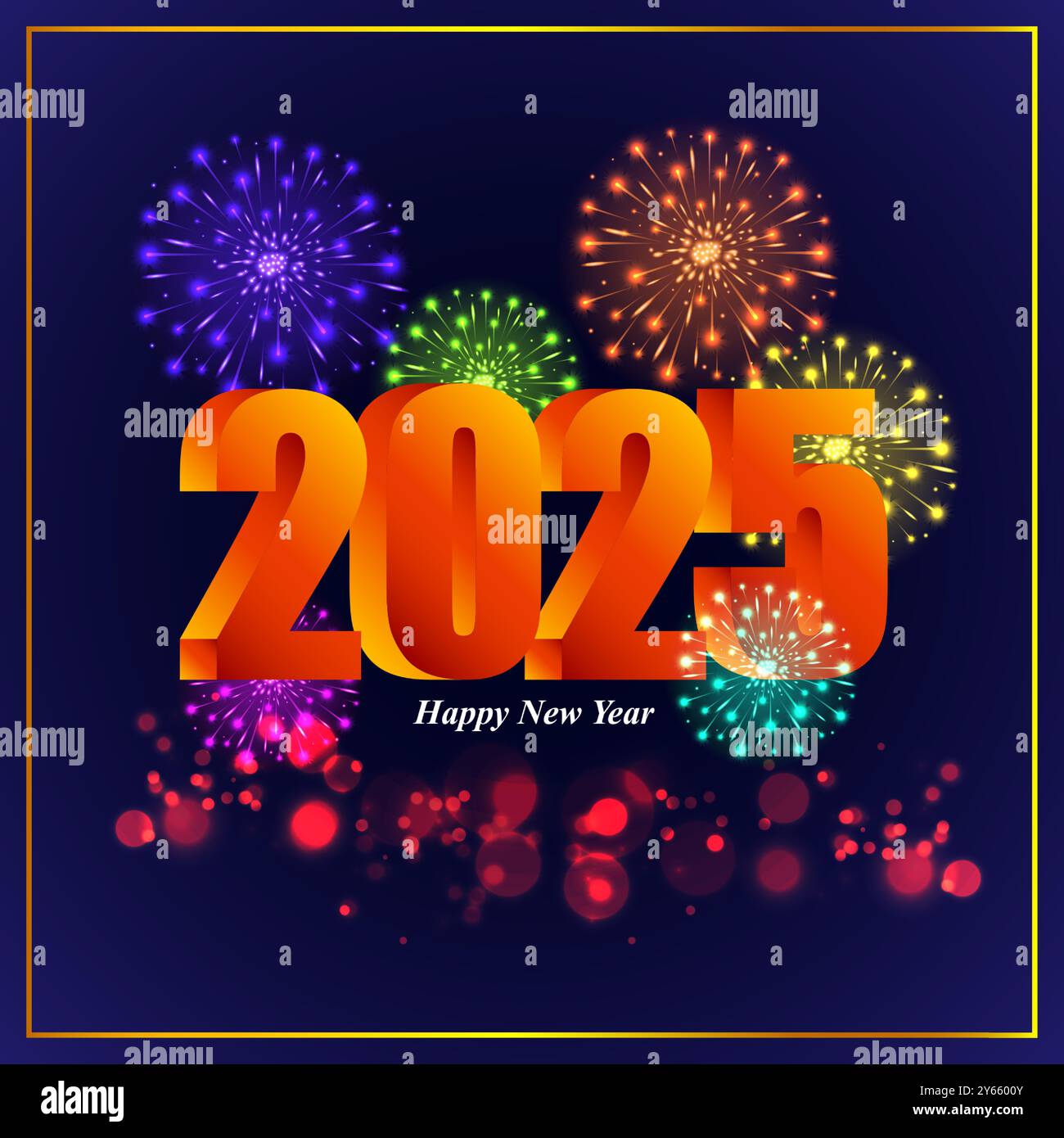 Vector illustration of Happy New Year 2025 social media feed template
