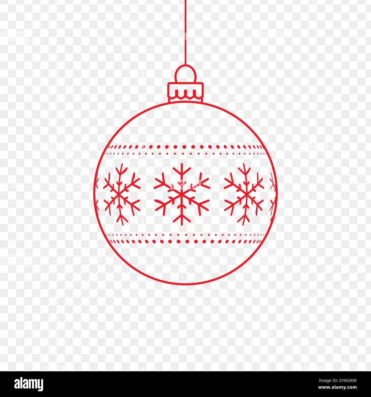 Vector illustration of red Christmas ball on transparent background Stock Vector