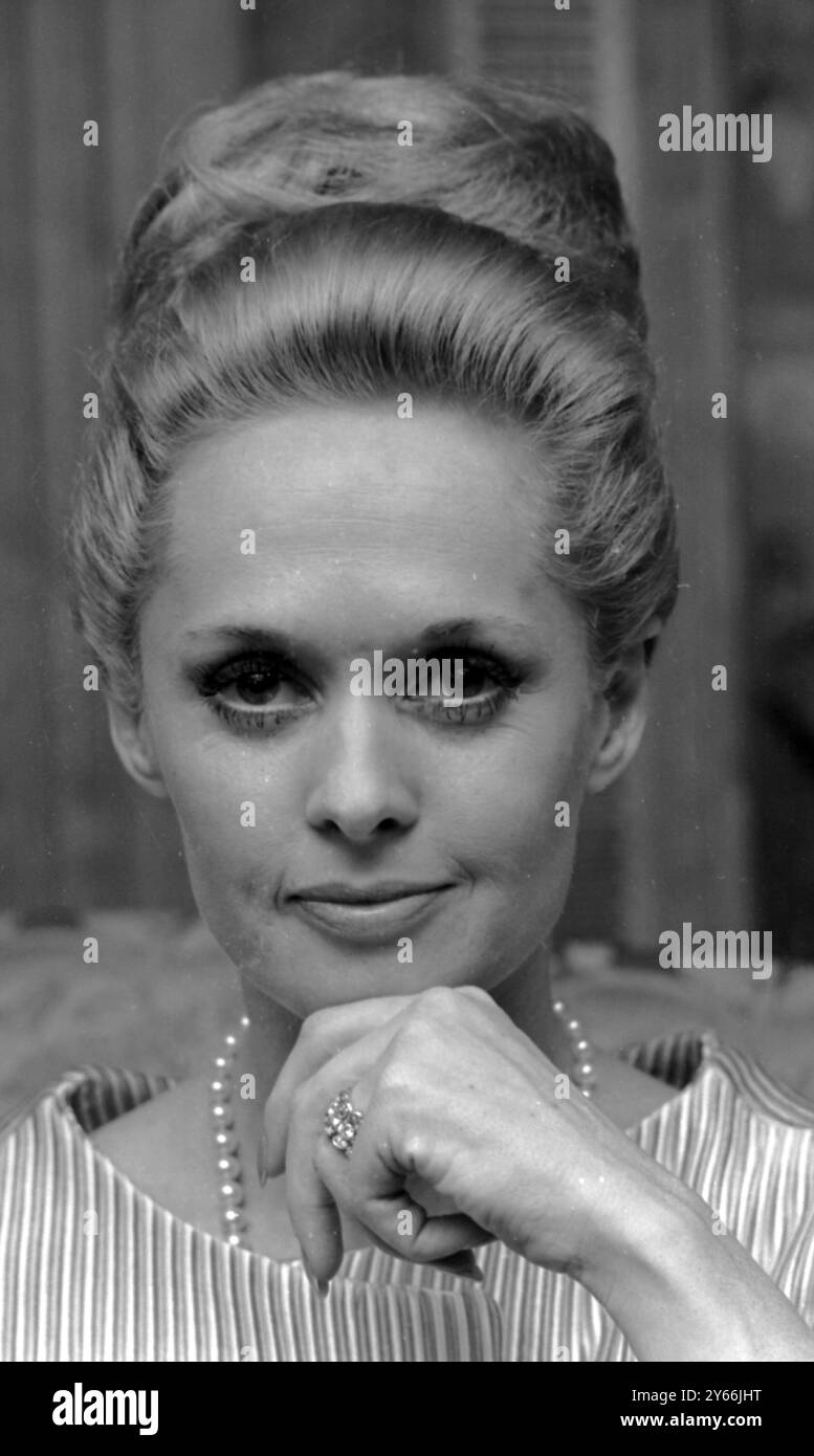 Tippi Hedren actress at the Dorchester London Ist March 1966 Stock ...