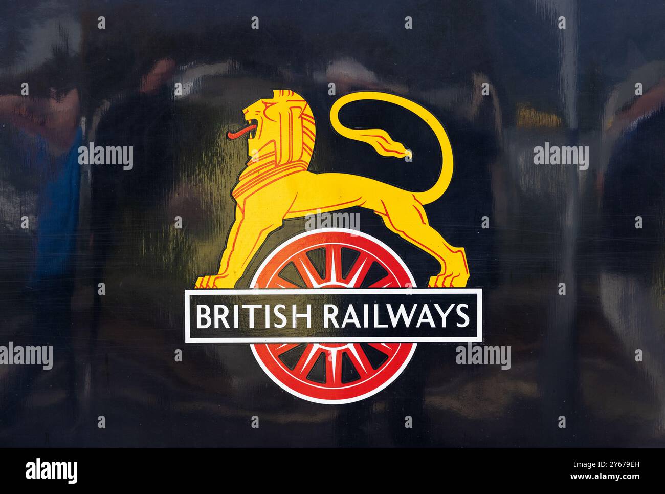 Historic British Railways sign on steam train, United Kingdom Stock Photo