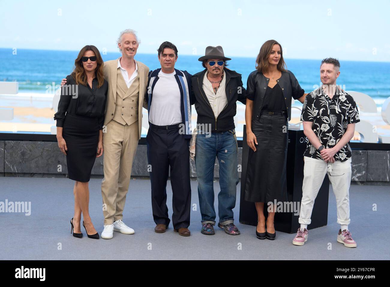 September 24, 2024, Madrid, Madrid, Spain: Johnny Depp, Luisa Raineri, Riccardo Scarmarcio, Antonia Desplat, Ryan McParland attended 'Modi, Three Days on the Wing of Madness' Photocall during 72nd San Sebastian International Film Festival at Kursaal Palace on September 24, 2024 in Donostia / San Sebastian, Spain (Credit Image: © Jack Abuin/ZUMA Press Wire) EDITORIAL USAGE ONLY! Not for Commercial USAGE! Stock Photo